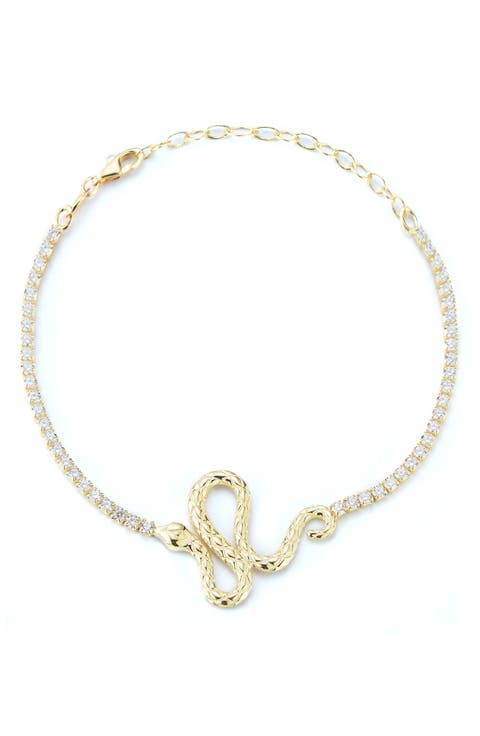 14K Gold Vermeil CZ Snake Tennis Bracelet