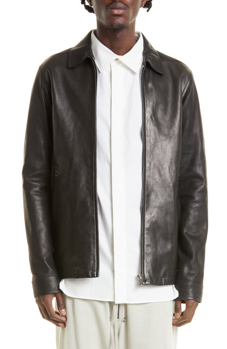Rick Owens Brad Lambskin Leather Jacket, Main, color, 