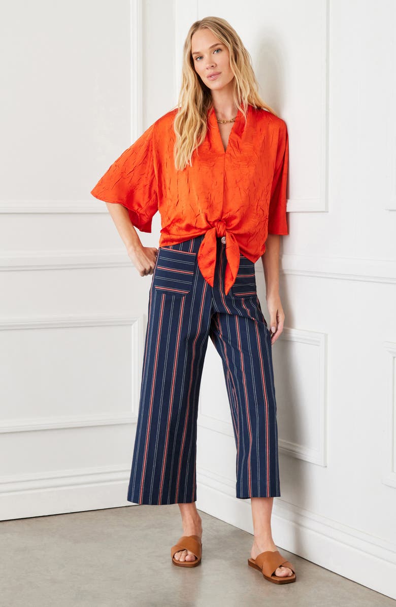 Karen Kane Stripe Crop Wide Leg Pants, Alternate, color, 