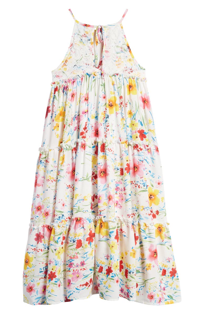 Ava & Yelly Kids' Floral Lace Bodice Trapeze Dress, Alternate, color, 