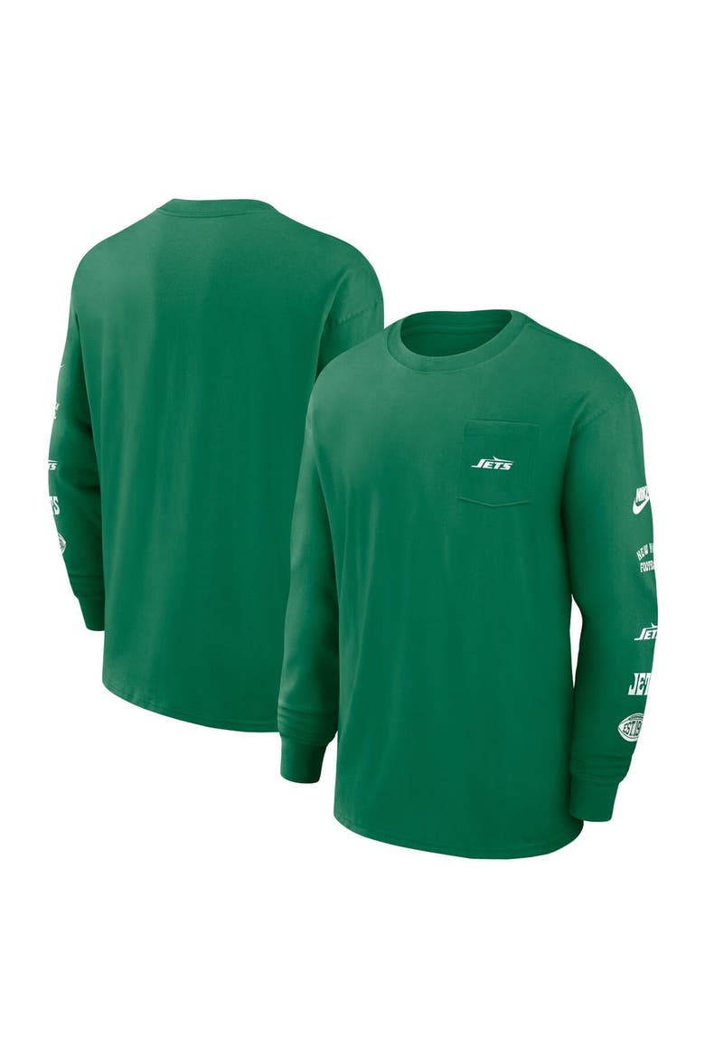 Men's Nike Green New York Jets Rewind Heavy Max90 Pocket Long Sleeve T-Shirt, Main, color, Green