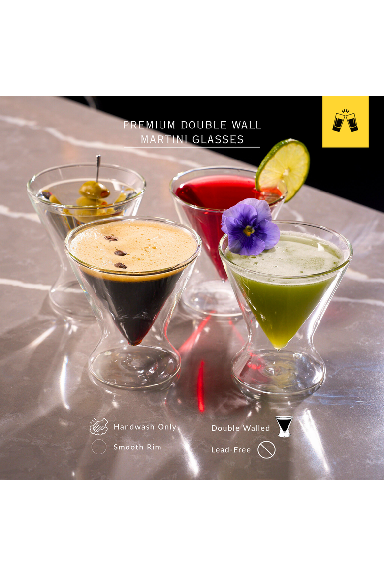 Double-Walled Stemless Martini Glasses - 8oz - Set of 4, Alternate, color, Clear