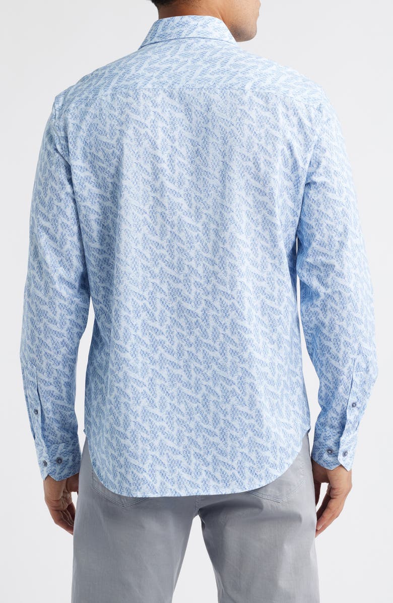 Bugatchi James OoohCotton<sup>®</sup> Feather Print Button-Up Shirt, Alternate, color, Air Blue