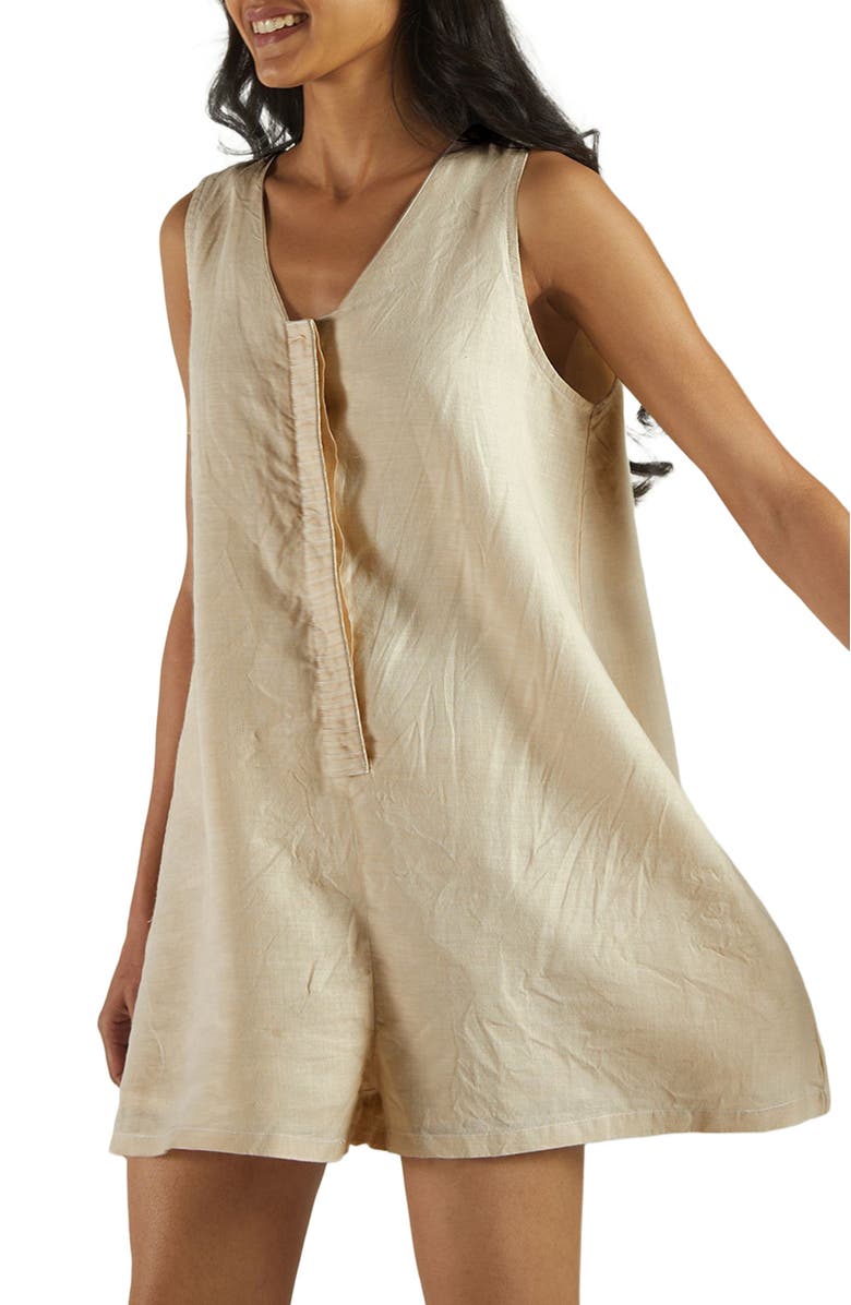 Reistor Romp and Play Romper, Alternate, color, Neutral Beige