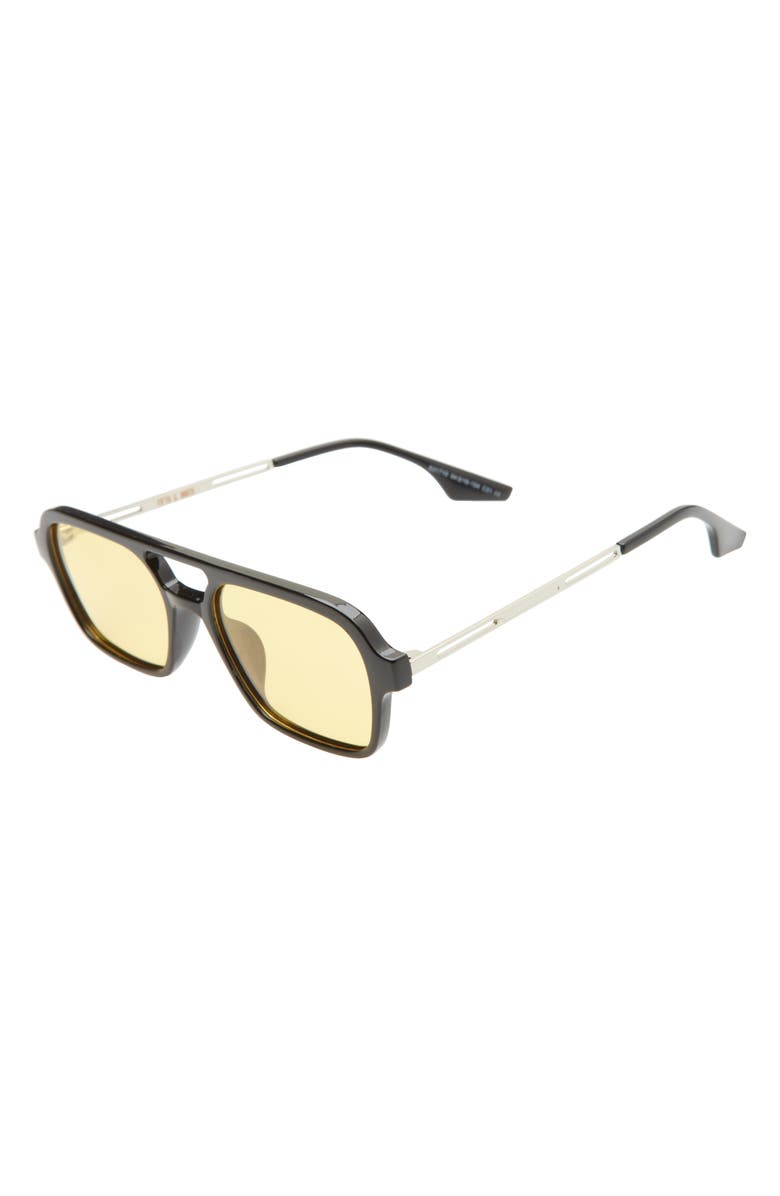 Fifth & Ninth Jordan 60mm Aviator Sunglasses, Alternate, color, Black/ Yellow