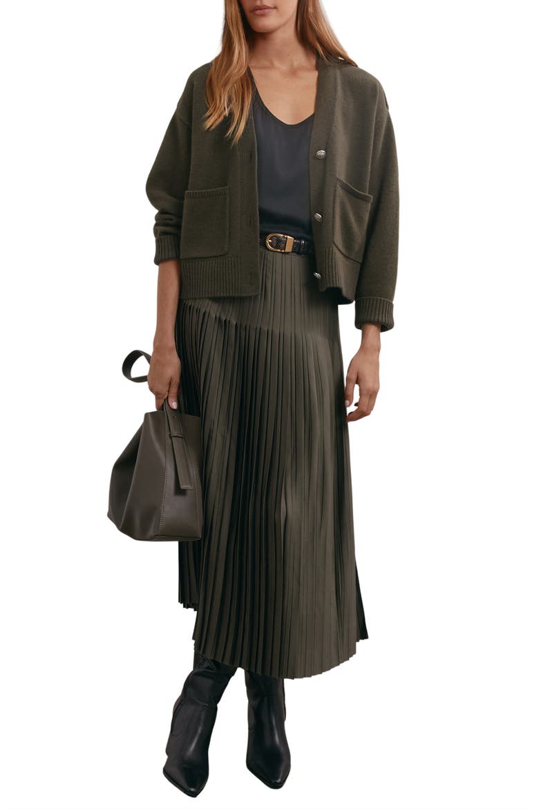 Maya Wool & Cashmere Cardigan, Alternate, color, KHAKI GREEN