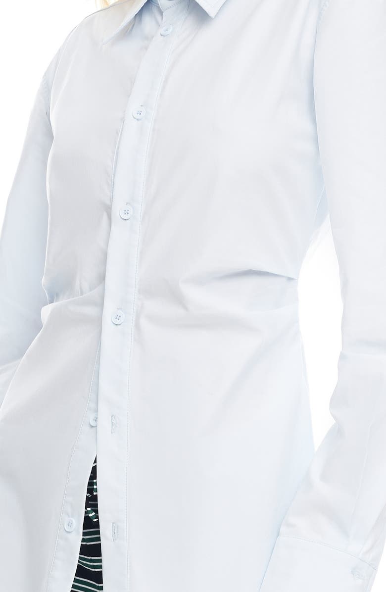 LIONESS Naomi Pleated Cotton Shirt, Alternate, color, Soft Blue