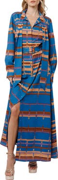 CIEBON Jameela Belted Long Sleeve Maxi Shirt Dress