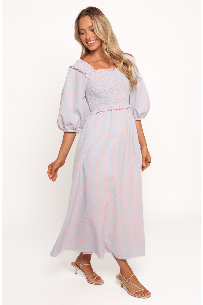 Lillie Gingham Midi Dress, Alternate, color, BLUE GINGHAM