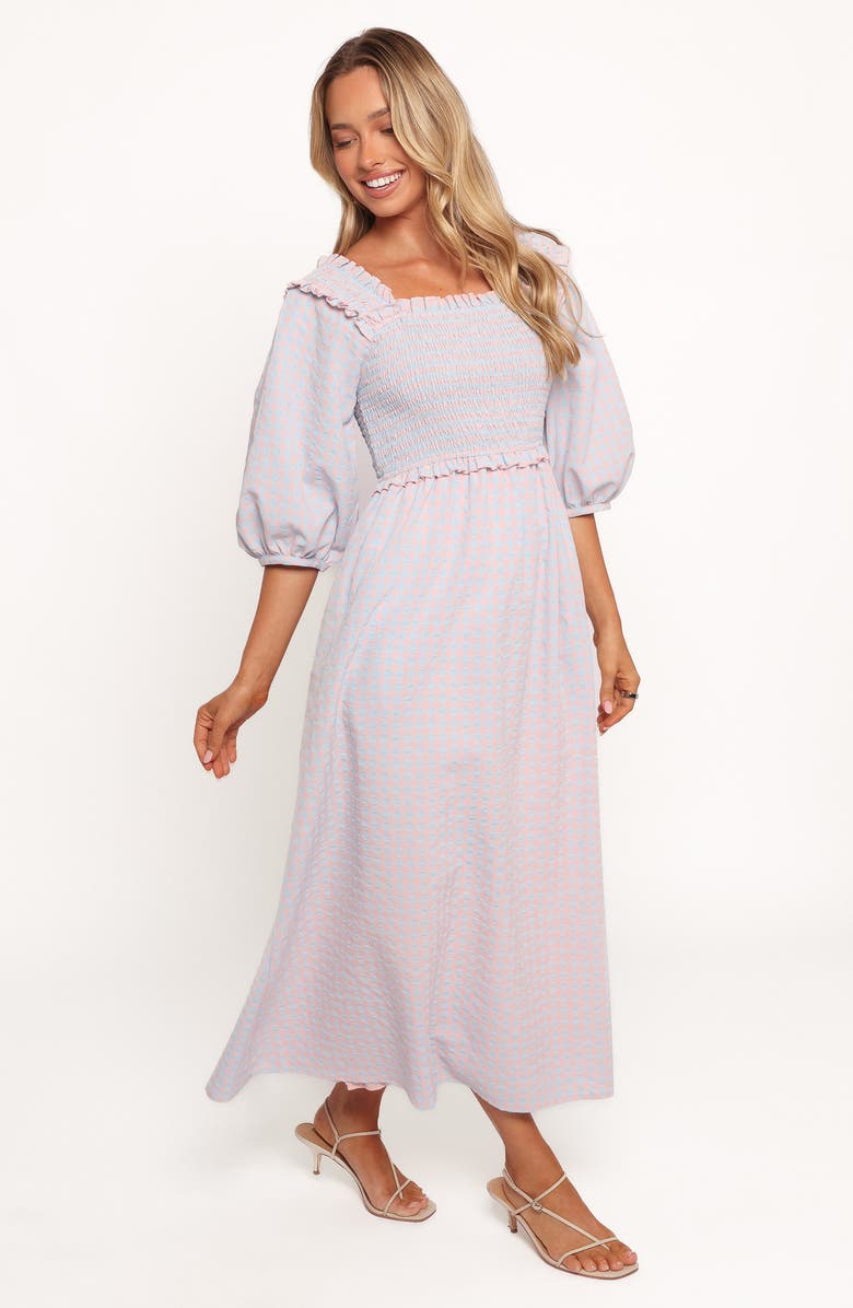 Petal & Pup Lillie Gingham Midi Dress, Alternate, color, Blue Gingham