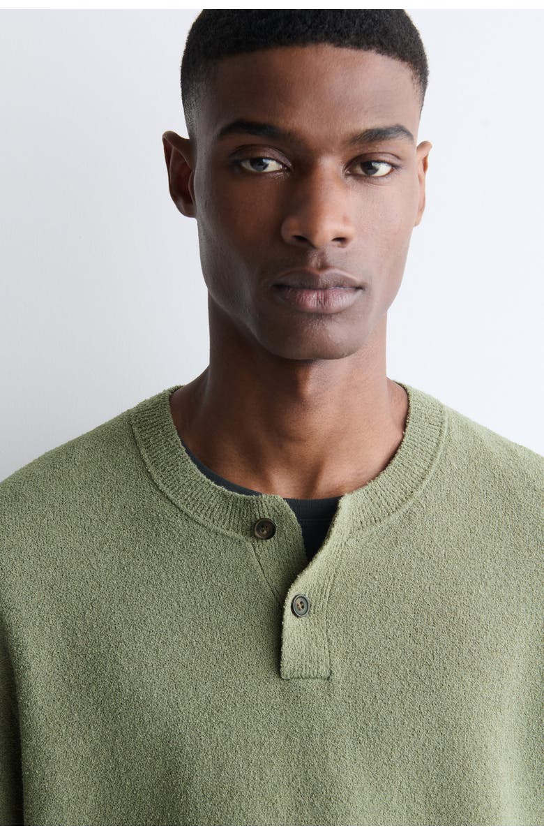 COS Bouclé-knit Henley T-shirt, Alternate, color, Green
