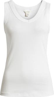 Caslon® V-Neck Rib Cotton Tank