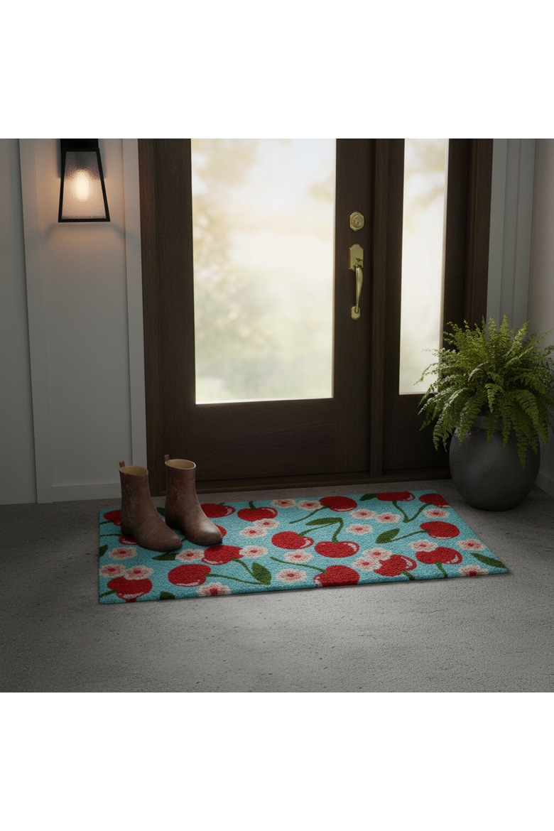 Cherries Coir Mat Multi Coir Summer, Alternate, color, Red