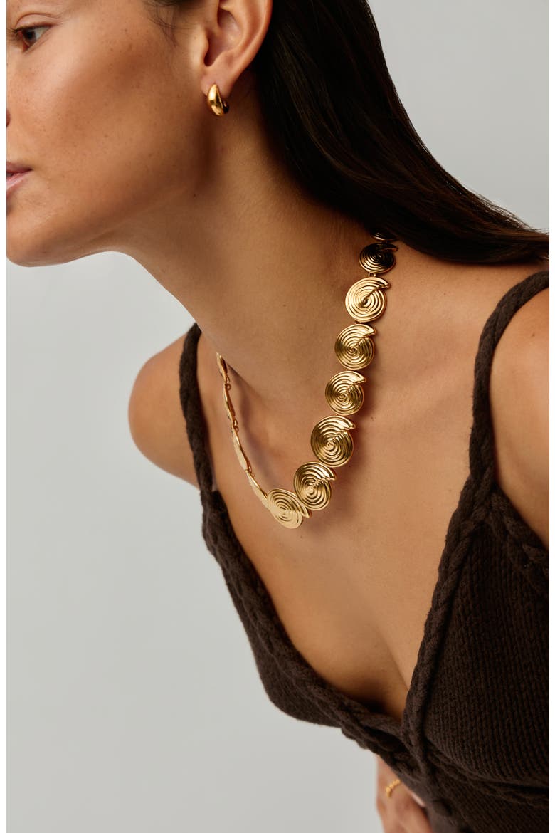 Spiral Statement Necklace, Alternate, color, GOLD