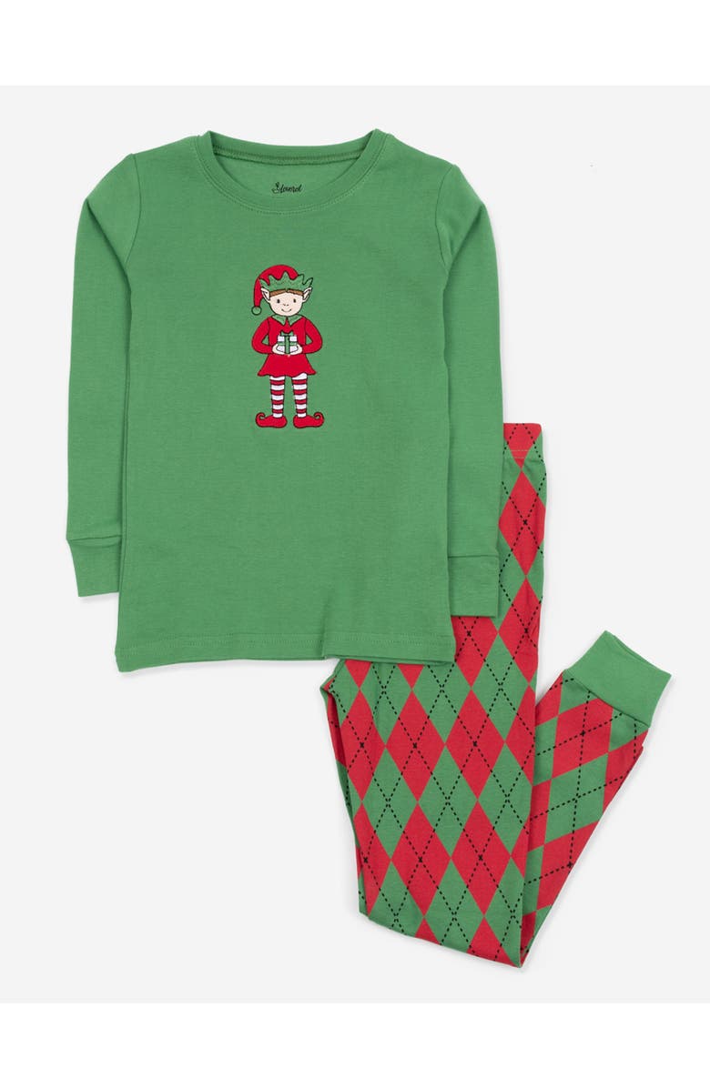 Leveret Kids Two-Piece Cotton Matching Family Holiday Pajamas, Argyles & Holiday Prints, Main, color, Argyle Red & Green