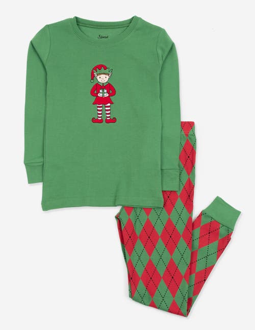 Leveret Kids Two-piece Cotton Matching Family Holiday Pajamas, Argyles & Holiday Prints In Green