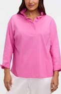 Foxcroft Tammy Ruffle Collar Cotton Blend Top