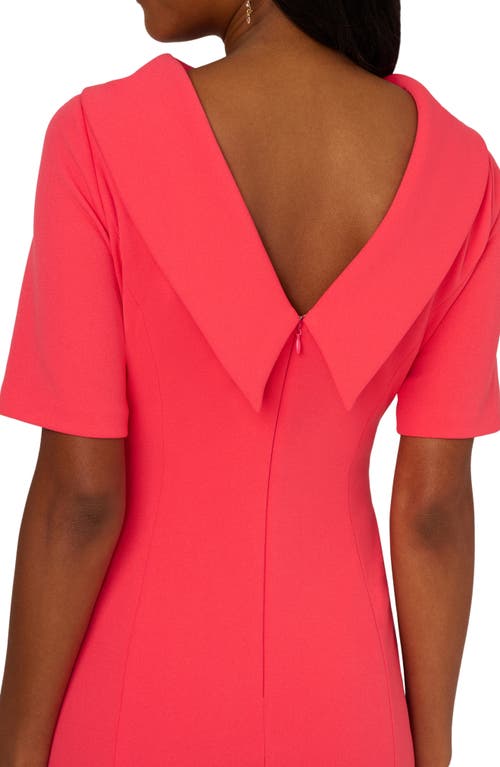 ADRIANNA PAPELL ADRIANNA PAPELL FOLDOVER NECK V-BACK SHEATH DRESS