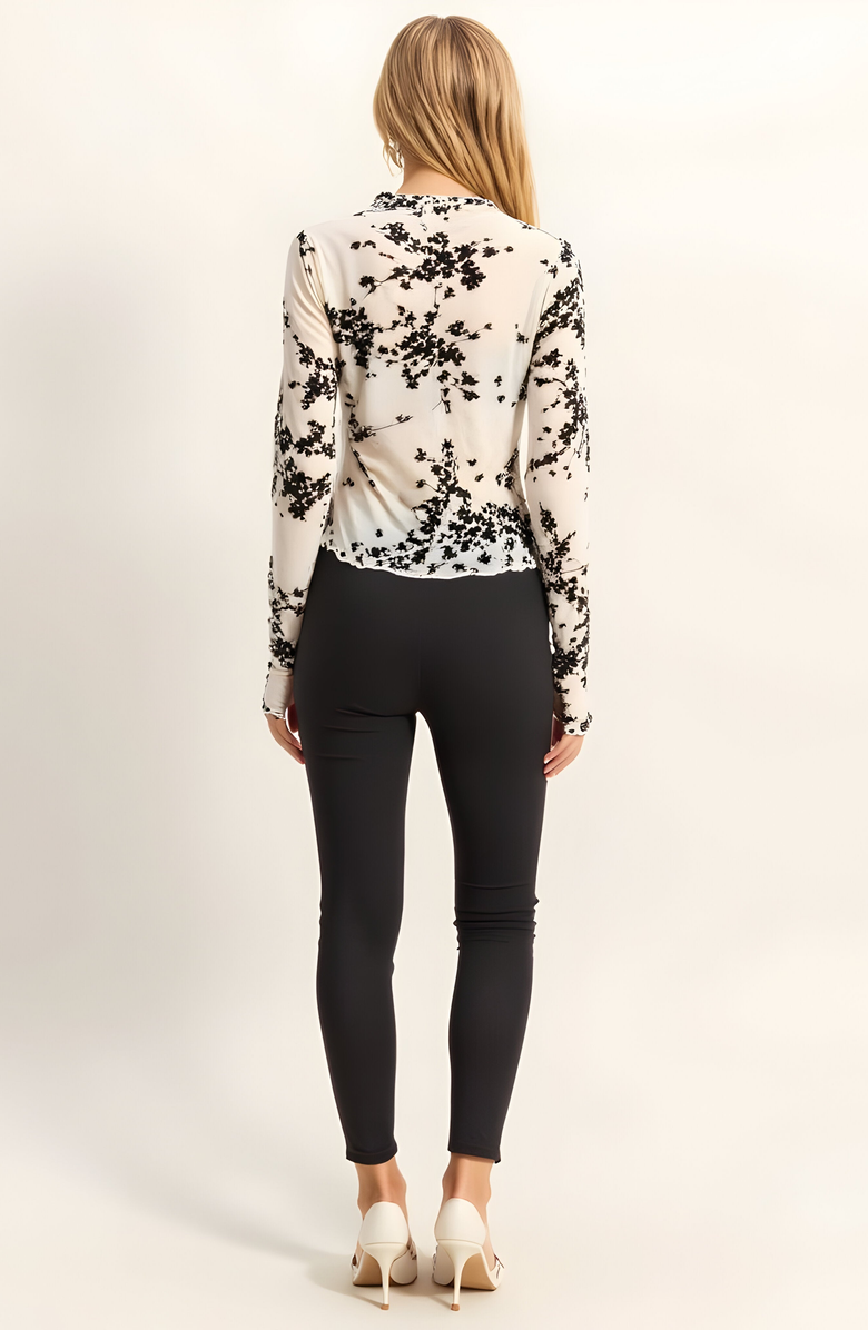 Modenaire Sheer Mesh Floral Long Sleeve Top, Alternate, color, 