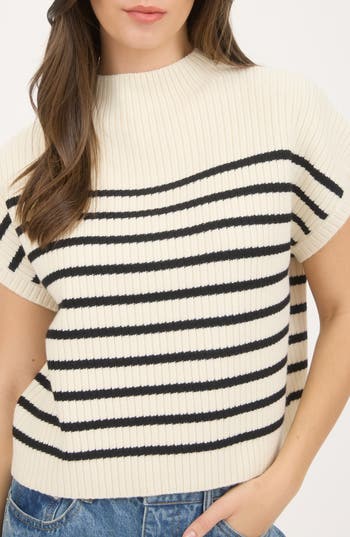Blu Pepper Mock Neck Pullover Sweater In White