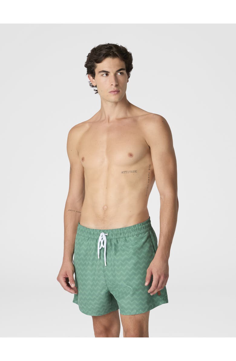 UM Mid-length Swim Shorts With Tone-on-tone Zigzag Print, Alternate, color, Green