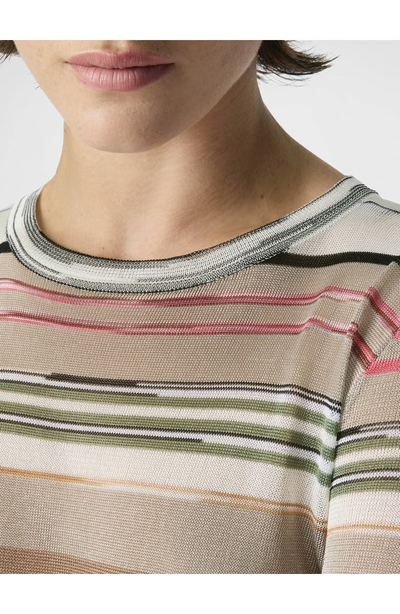 Missoni Striped Flame Viscose Crewneck Sweater, Alternate, color, Green& Brown