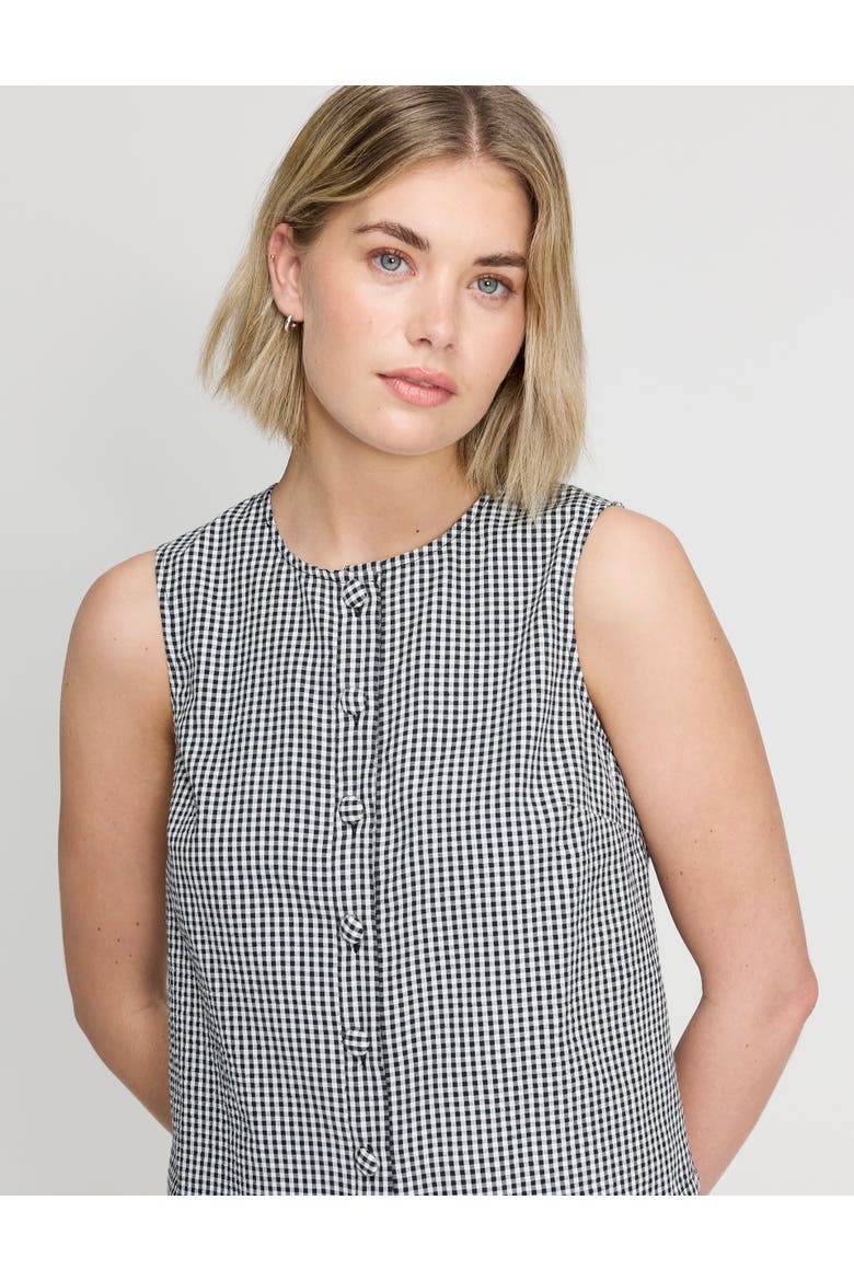 Maggie Cotton Gingham Sleeveless Top, Alternate, color, Black Gingham Check
