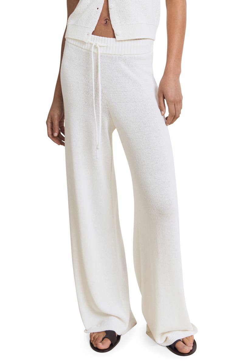 MANGO Knit Drawstring Pants, Main, color, White