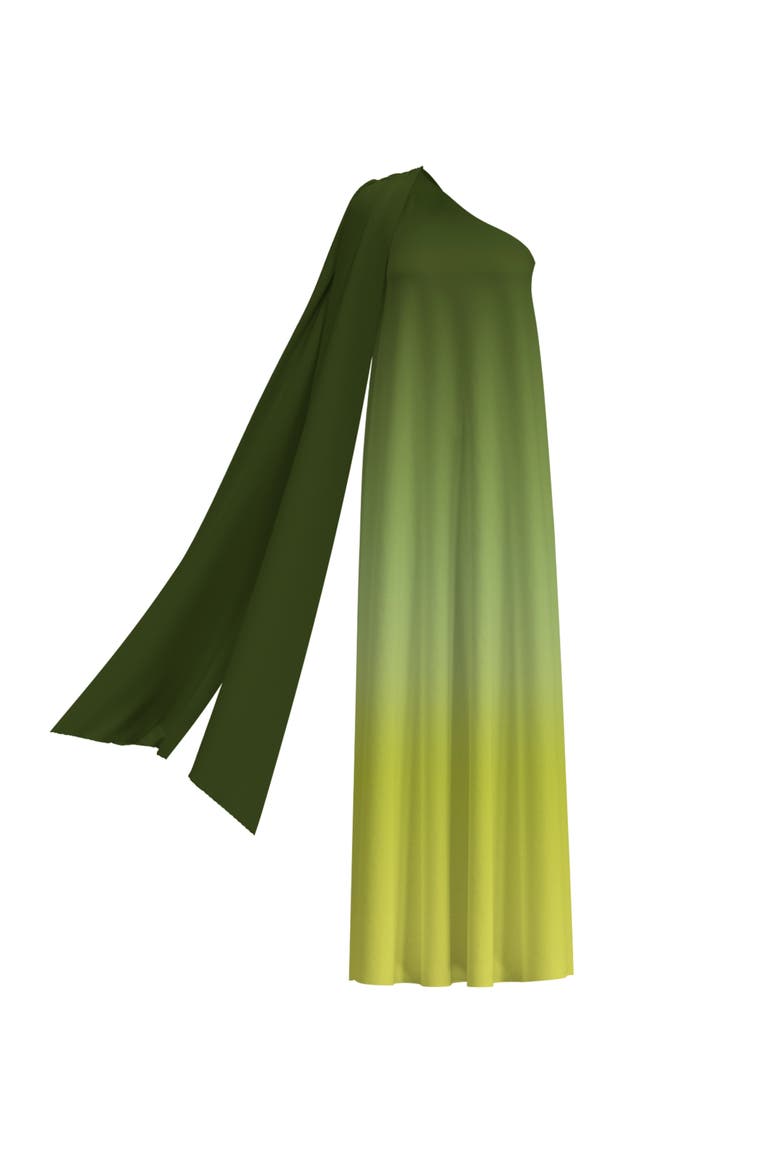 Raya Gown Ombra Olive in Fsc® Certified Viscose, Alternate, color, Ombra Olive