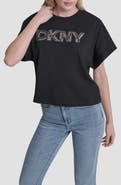 DKNY Bling Logo Cotton Blend Graphic T-Shirt