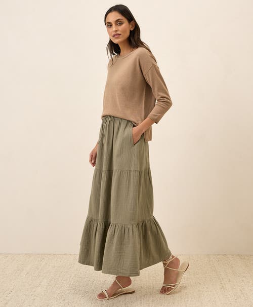 Pact Organic Cotton Coastal Double Gauze Tiered Maxi Skirt