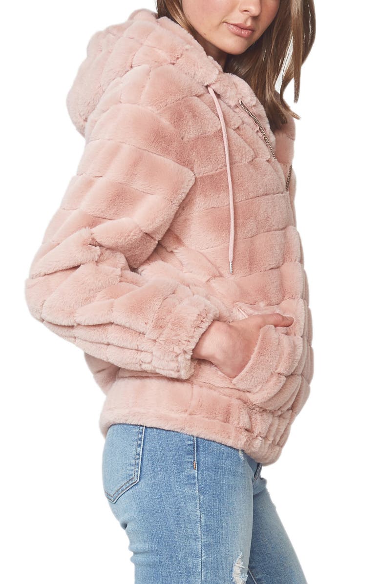 Bardot Hooded Faux Fur Jacket, Alternate, color, 