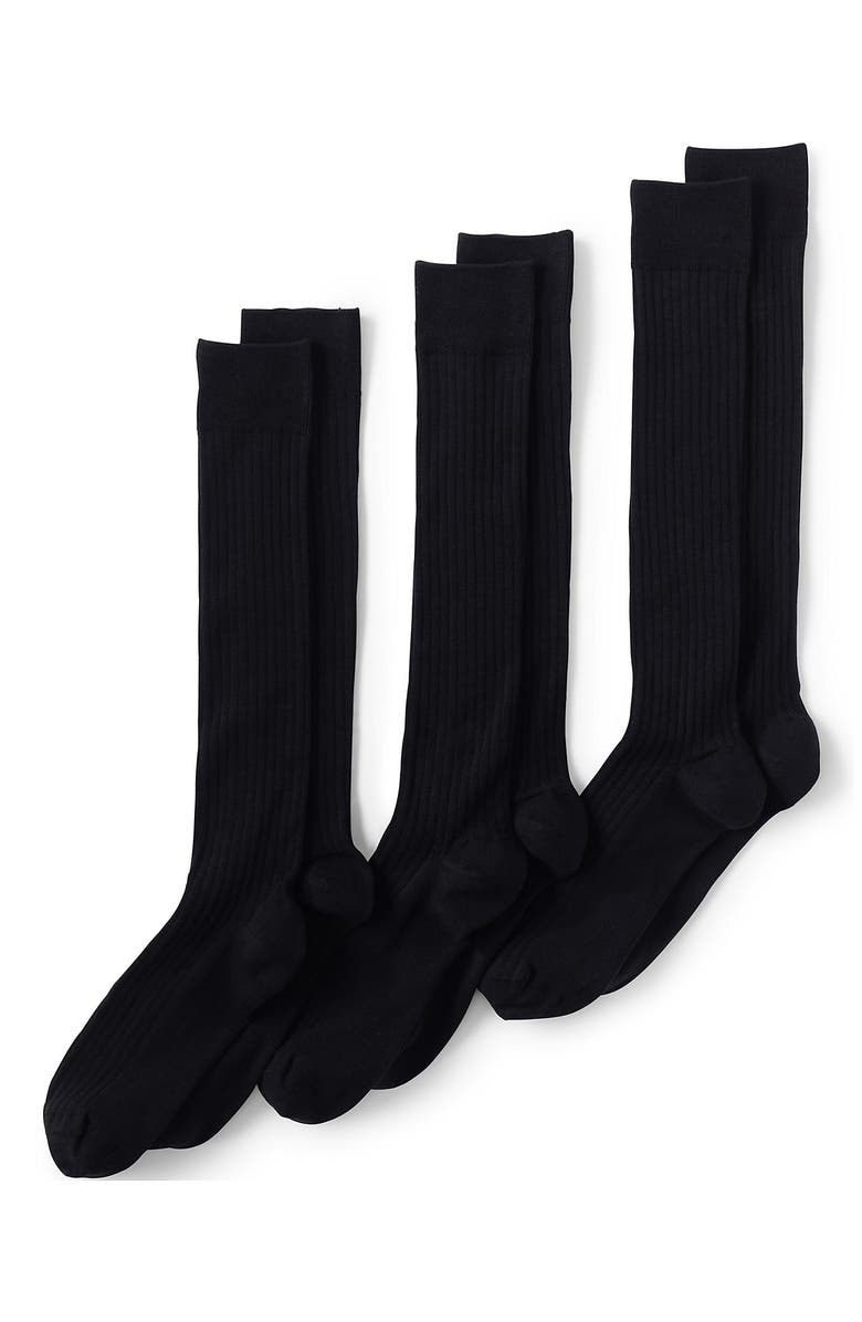 Lands' End Seamless Toe Over the Calf Rib Dress Socks 3-pack, Main, color, 