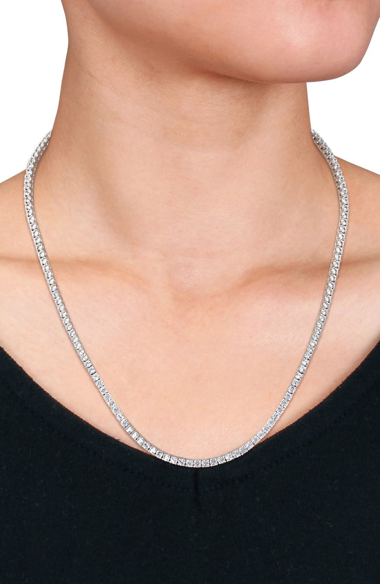 DELMAR Lab-Created White Sapphire Tennis Necklace, Alternate, color, 