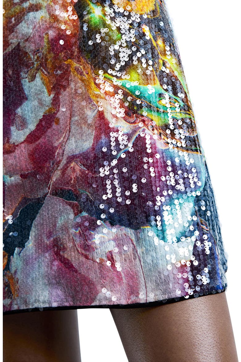 Floral Print Sequin Minidress, Alternate, color, PINK