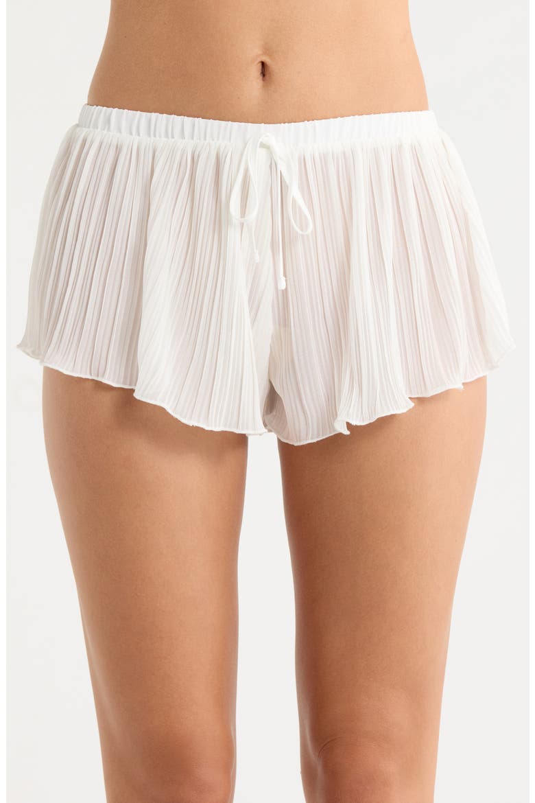 Karina Semisheer Crinkle Chiffon Shorts Pajamas, Alternate, color, IVORY