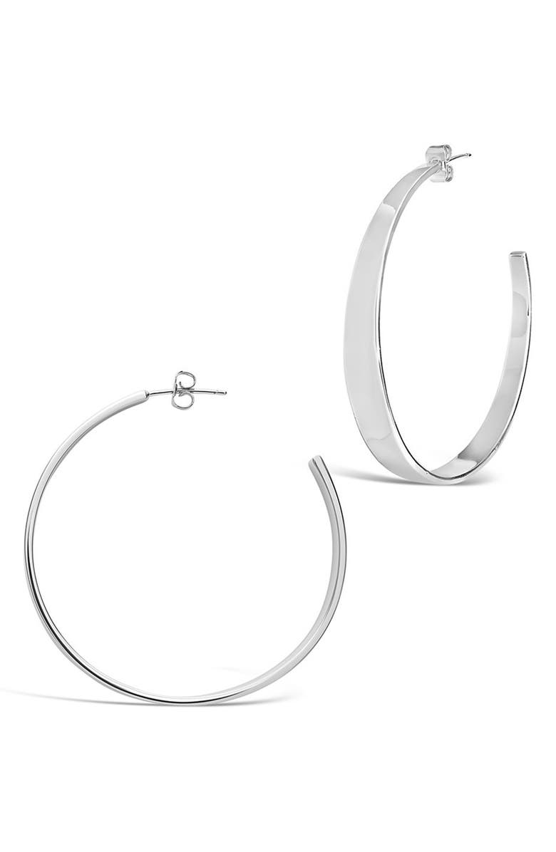 Sterling Forever Graduated Hoop Earrings, Main, color, 