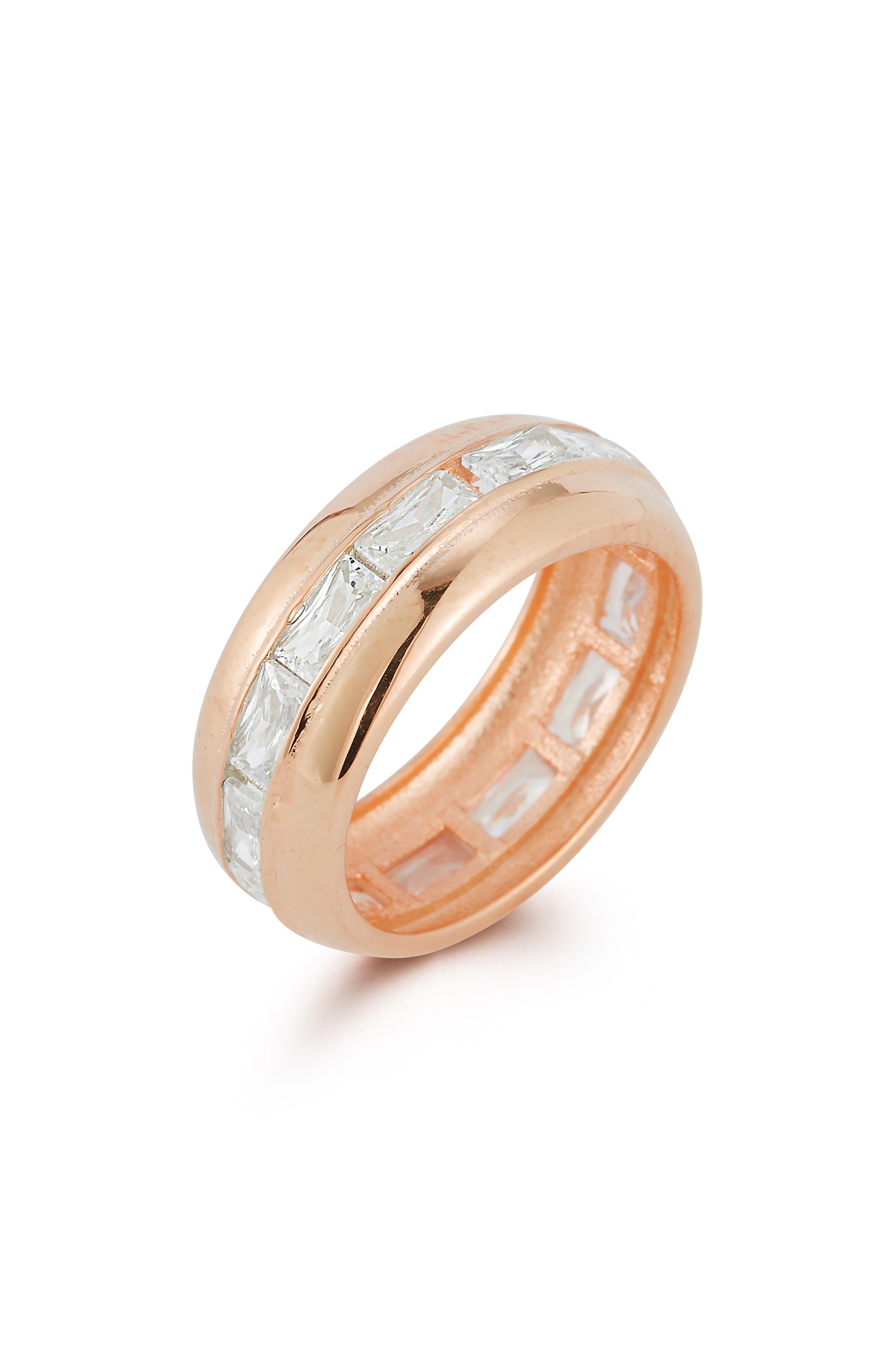 SPHERA MILANO 14k Rose Gold Plate Cubic Zirconia Band Ring (Women ...