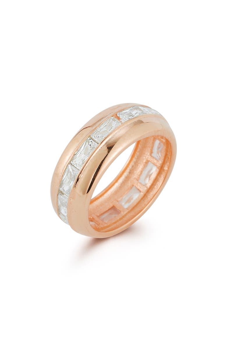 14k Rose Gold Plate Cubic Zirconia Band Ring, Alternate, color, ROSE GOLD