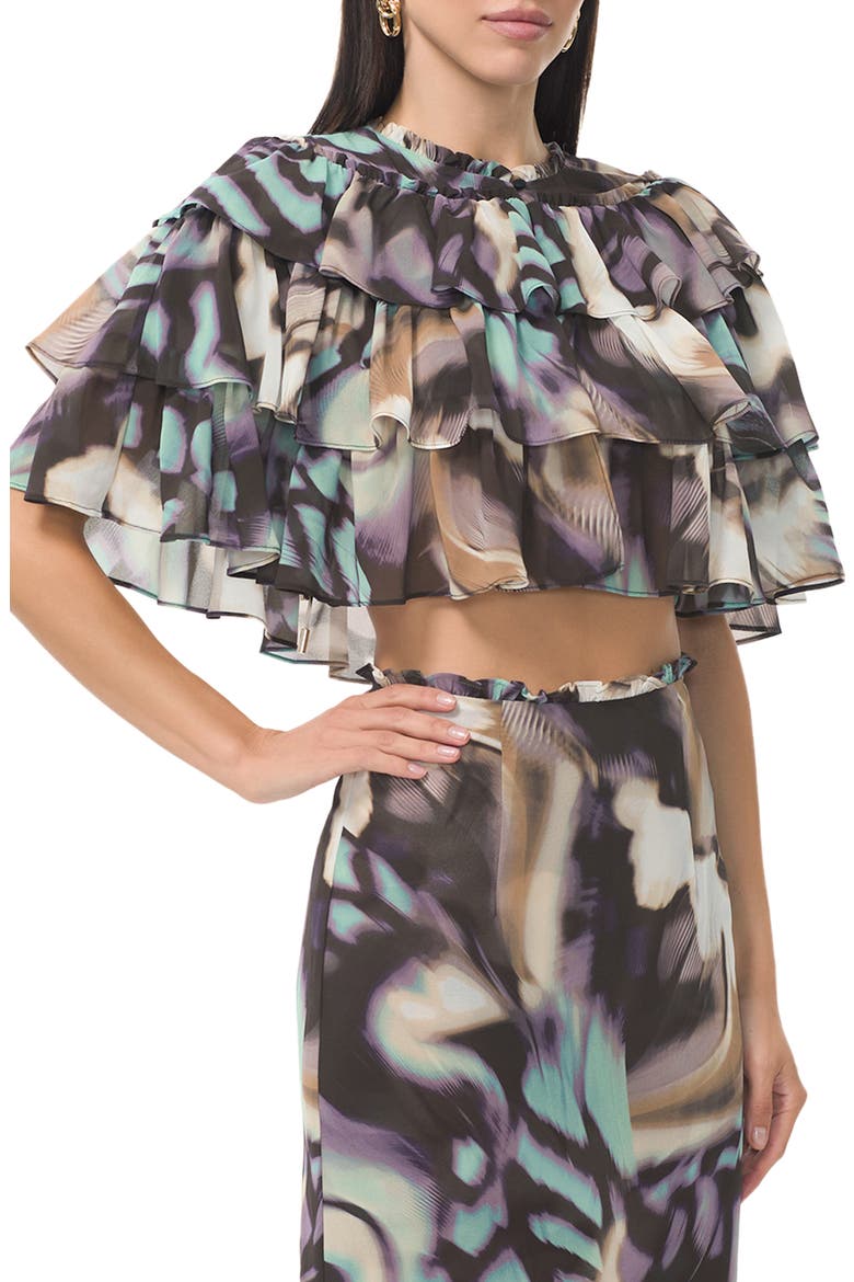 Manon Abstraxct Print Tiered Crop Top, Main, color, FEATHER SWIRL