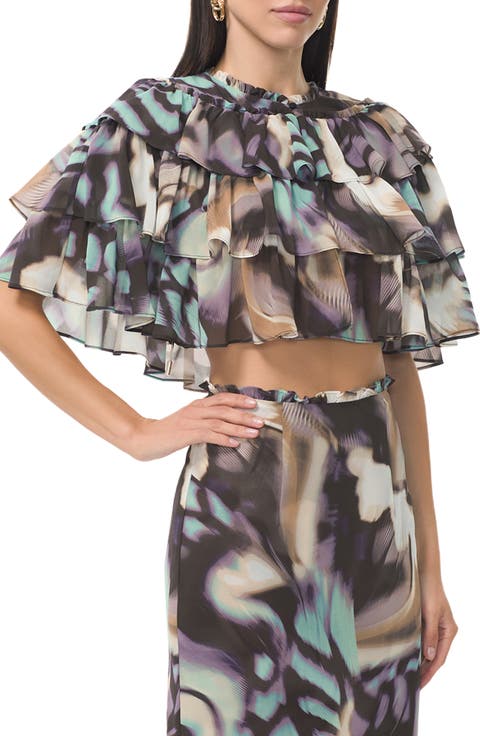 Manon Abstraxct Print Tiered Crop Top