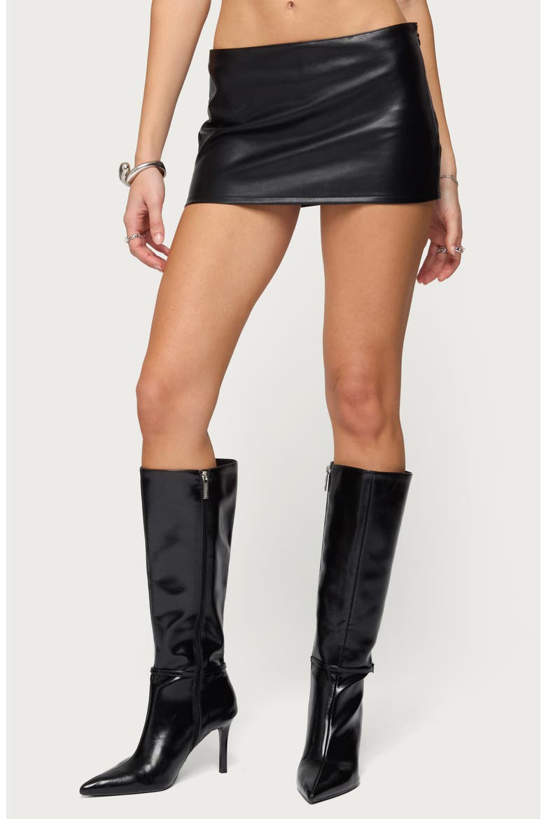 Viki Faux Leather Miniskort, Main, color, BLACK