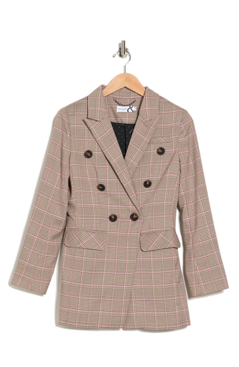 Belle & Bloom Too Cool For Work Plaid Blazer, Alternate, color, Brown