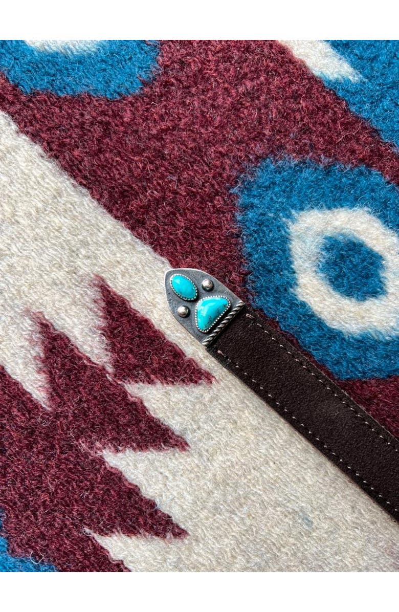 Fortela Santafe Leather Belt with Turquoises, Alternate, color, Brown