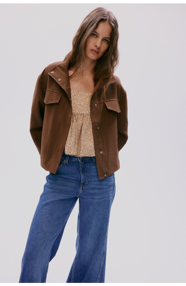 H&M Funnel-collar Jacket, Alternate, color, Brown