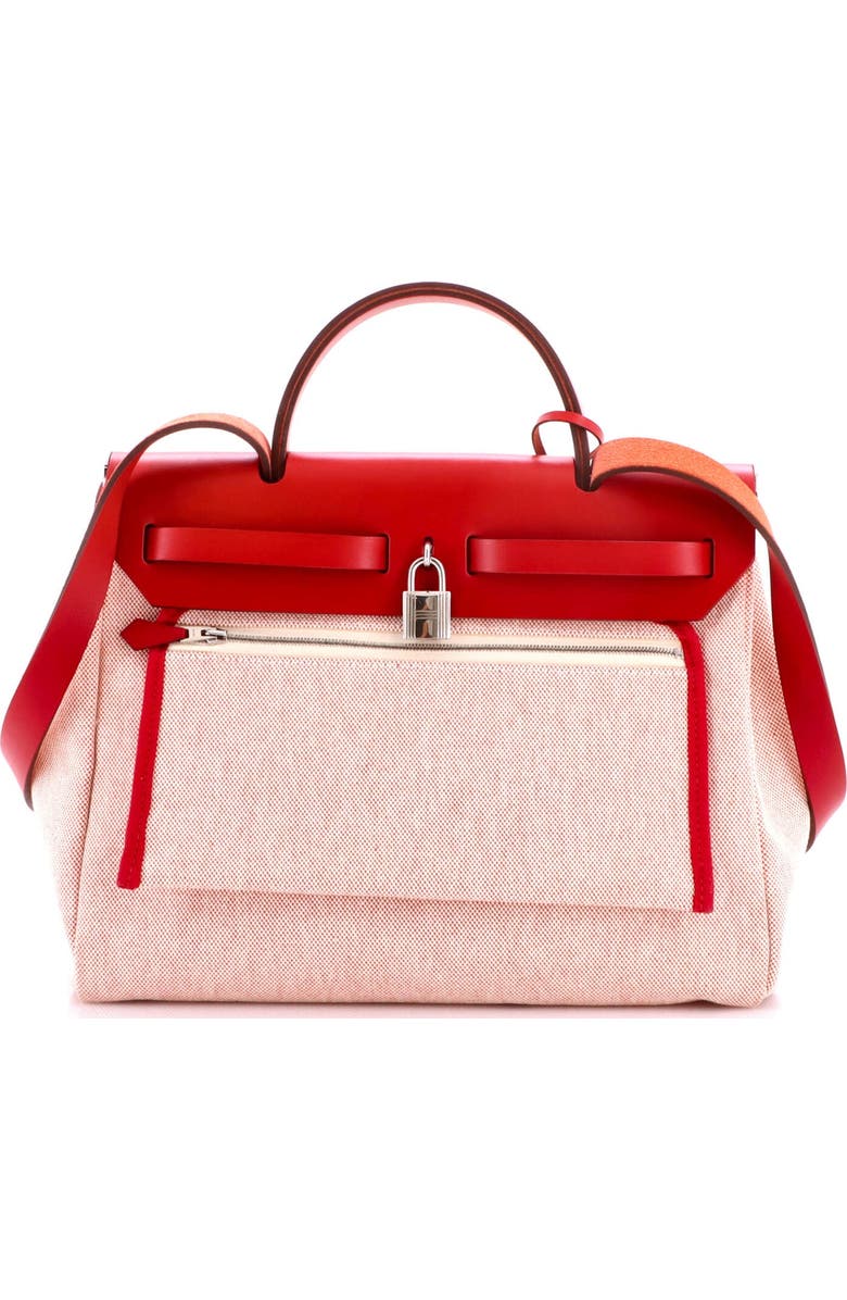 Pre-Owned Hermes Herbag Zip Pegase Pop Toile and Leather 31, Alternate, color, Rouge Piment