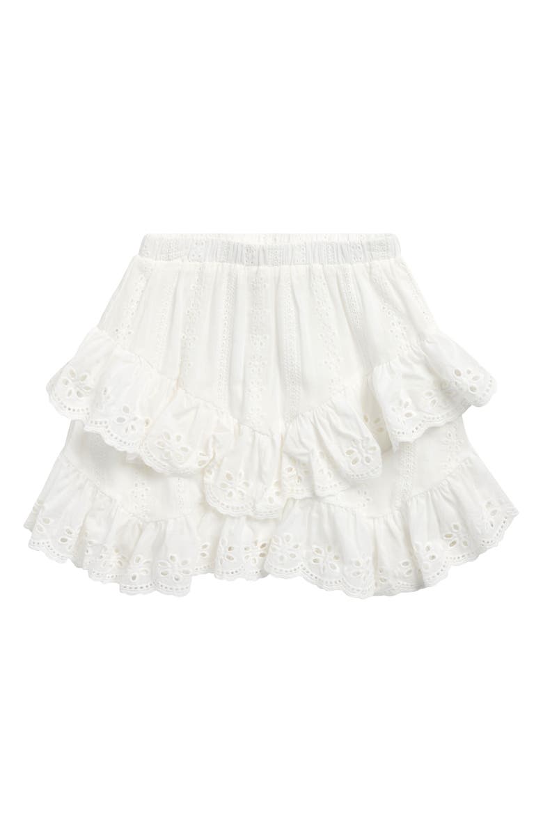 Truly Me Kids' Ruffle Cotton Broderie Anglaise Skirt, Main, color, White
