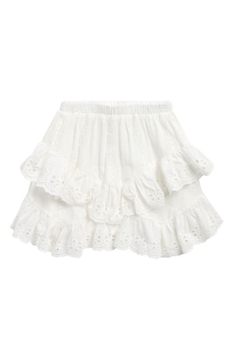 Kids' Ruffle Cotton Broderie Anglaise Skirt (Big Kid)