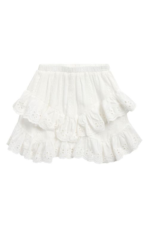 Truly Me Kids' Ruffle Cotton Broderie Anglaise Skirt in White 