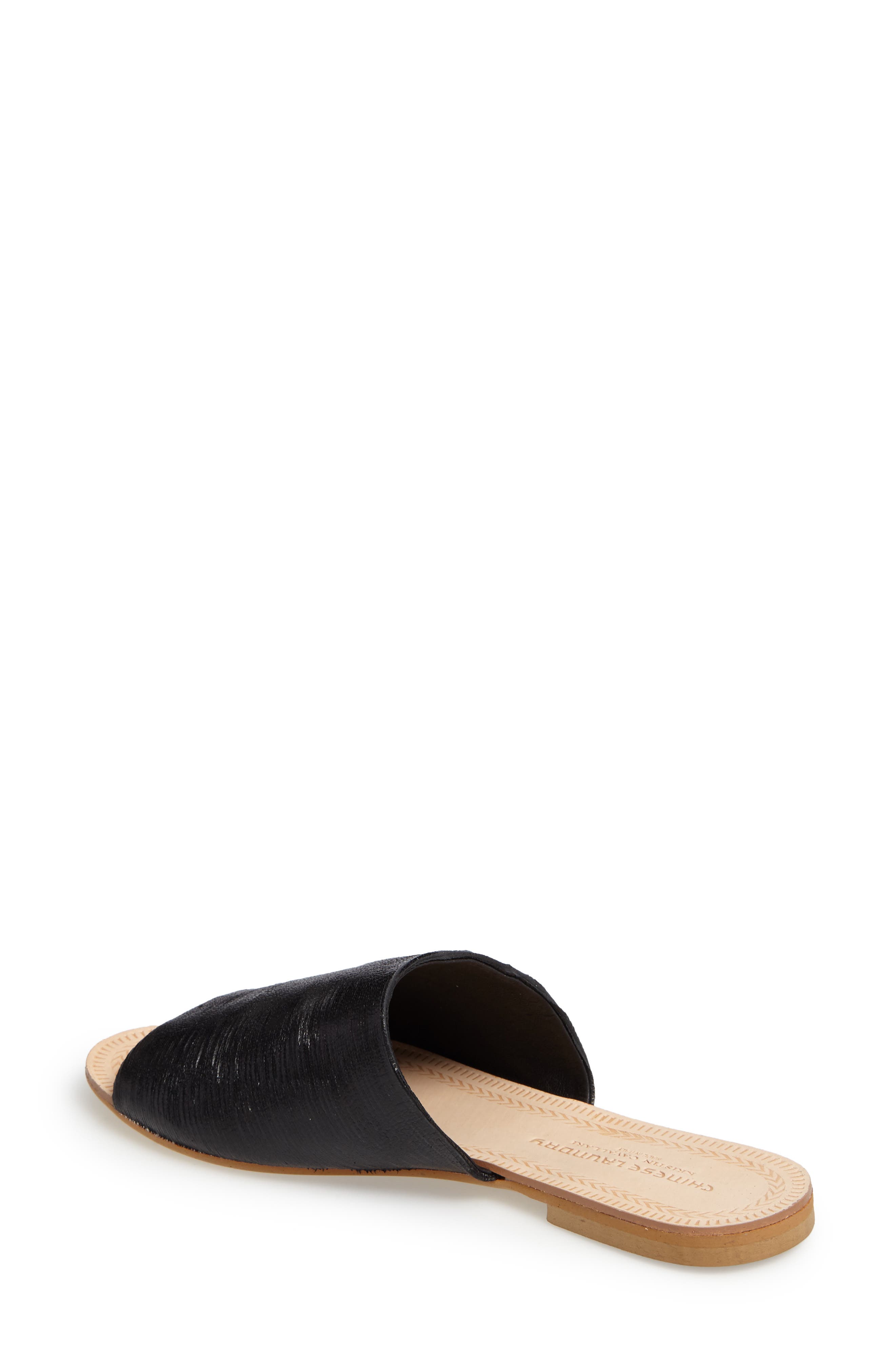 Bahiti Open Toe Slide, Alternate, color, BLACK LEATHER